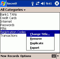 Screenshot record list