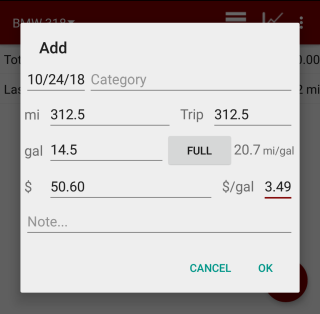 Screenshot of input dialog