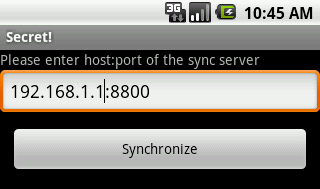 Synchronization screen